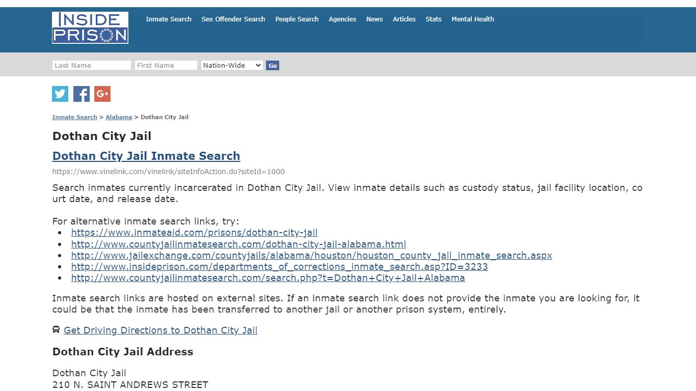 Dothan City Jail - Alabama - Inmate Search - Inside Prison